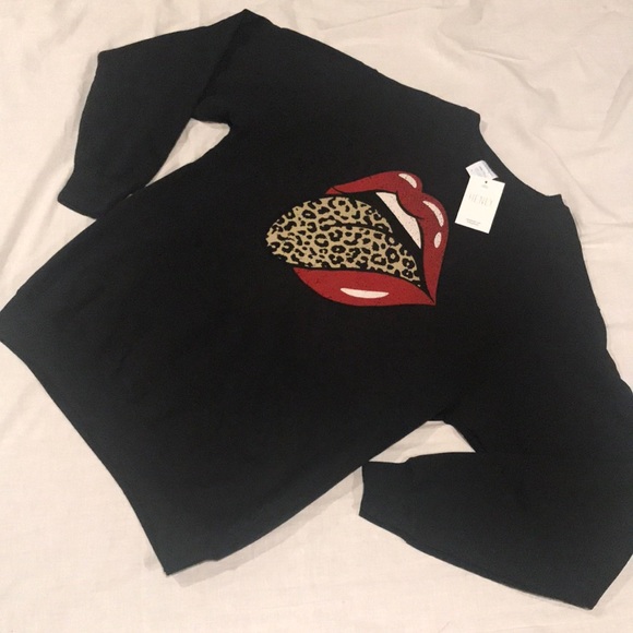 Rolling Stones Leopard Tongue Black Sweatshirt Long Sleeve M - Picture 2 of 11